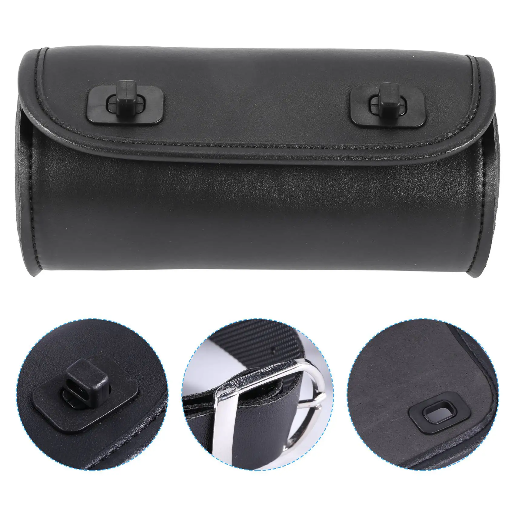 Motorcycle Fork Bag PU Handlebar Tool Pouch with 2 Straps, Universal SUP view 5