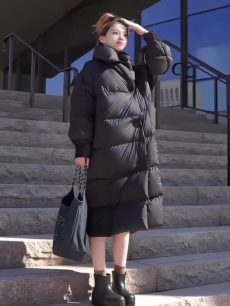 

2024 Winter New Faionable Versatile Thiened Floing Large Collar White Du down Jaet Women's Trendy Commute Sle