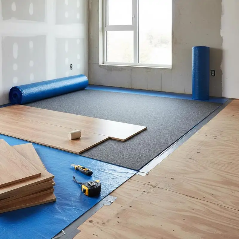 

Floor Cushioning Material 400 sq. ft For Residential Housing Commercial Office Apartment Building, 3mm Thick Laminate Padding Attached Vapor Shield, Heavy Duty Fiber PE Film Sound Insulation Noise Minimization Vinyl Wood Floor(2 Rolls x 200 sq. ft)