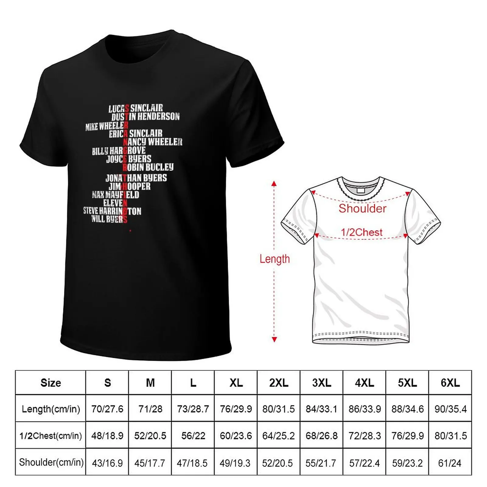 Stranger Acronim Names Gift for Science Fiction Lovers T-Shirt plus size clothes designer shirts black t-shirts for men