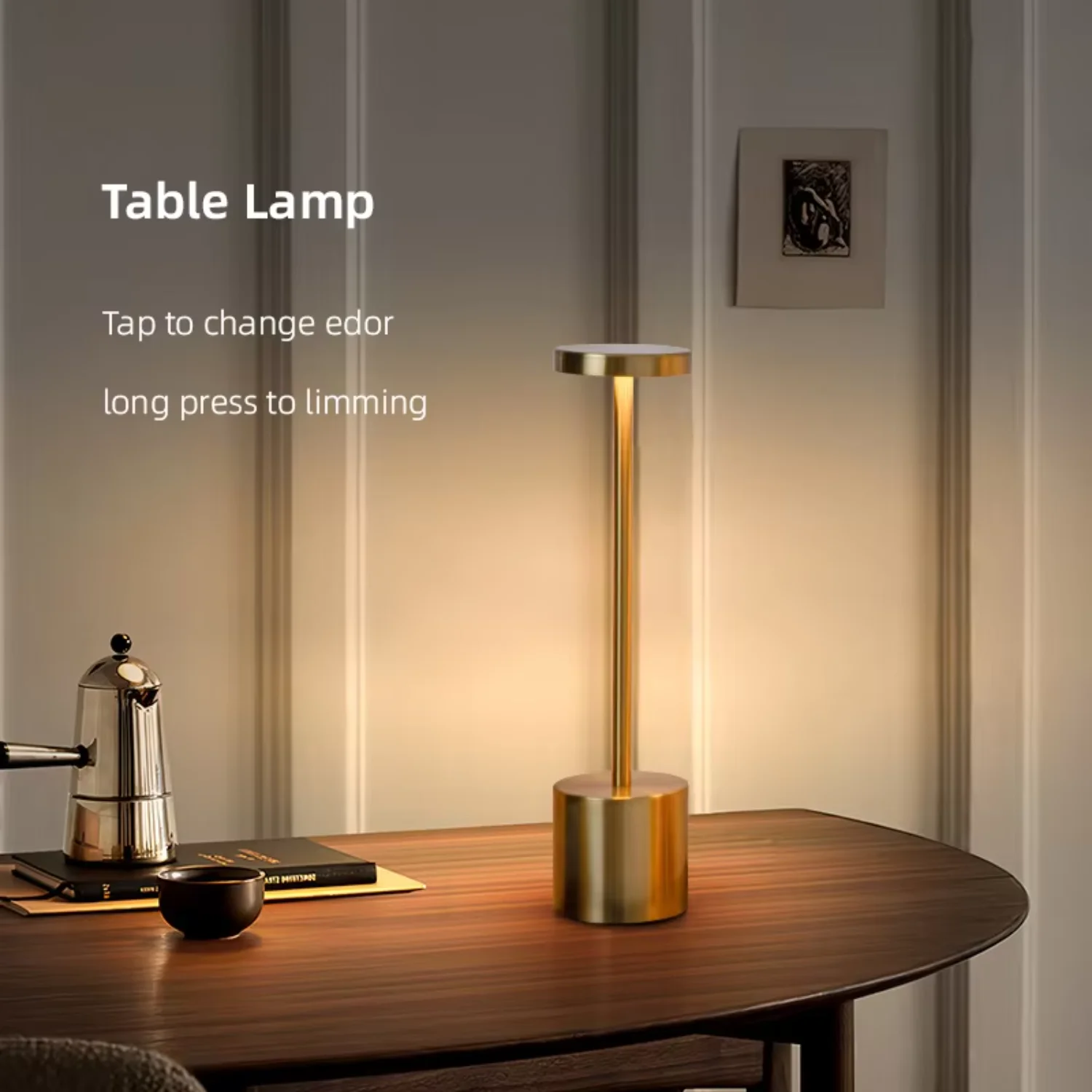

Rechargeable Table Lamp Sensor Desktop Night Light Wireless Reading Lamp Restaurant Hotel Bedroom Decor Light