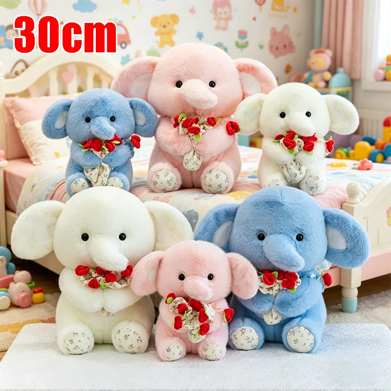 

Cute Elephant Plush Converts To Rose Flower Hat Pillow Love Gift for Girlfriend Valentine's Day Present Fun Transformable Toy