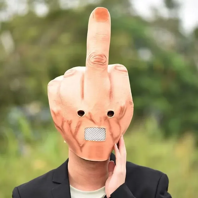 

Vertical Middle Finger Mask Creative Personality Despises Spoof Headgear Props Halloween Dress Up Cosplay Fingers Mask