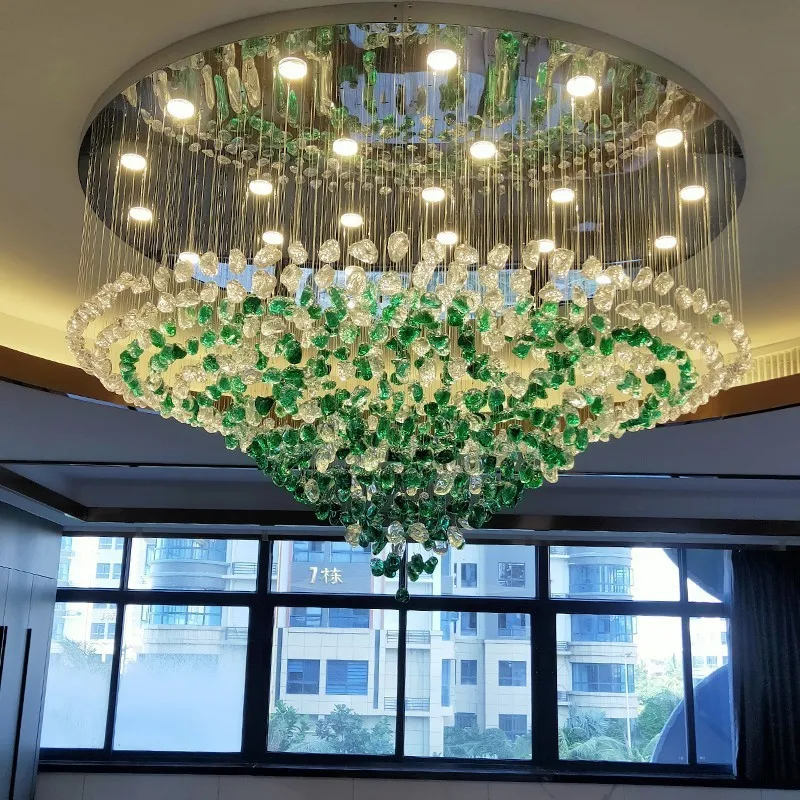 

Modern Stone Crystal LED Chandelier Large Staircase Luxury Ceiling Pendant Light Home Decor Cristal Glass Suspension Lamps