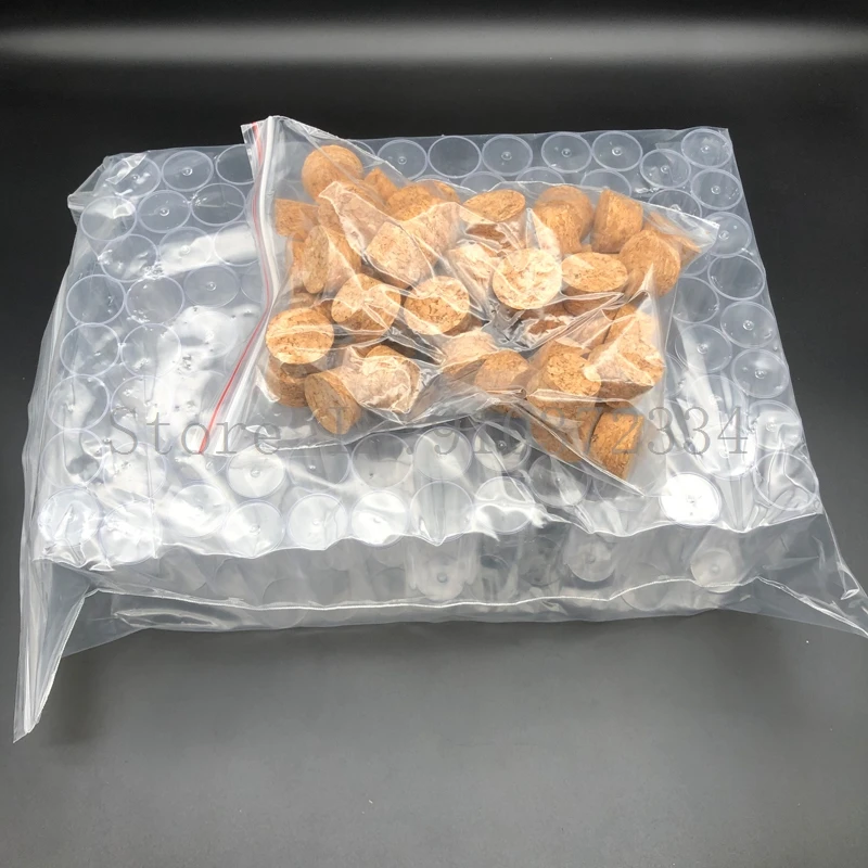 12 50 100 قطعة/الوحدة 25x95 مللي متر مختبر مسطح القاع البلاستيك أنابيب الاختبار عينة كوب التعبئة أنبوب مع سدادة الفلين #5
