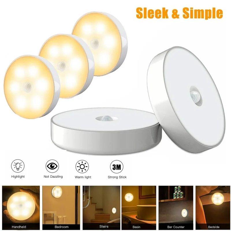 

Motion Sensor LED Light Night Lights USB Rechargeable Night Light Wall Lamp for Stairs Hallway Closet Cabinet Light Decor