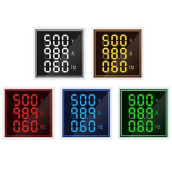 Square LED Digital Voltmeter Ammeter Hertz Meter AC20-500V Signal Lights Voltage Current Frequency Combo Meter Indicator Tester