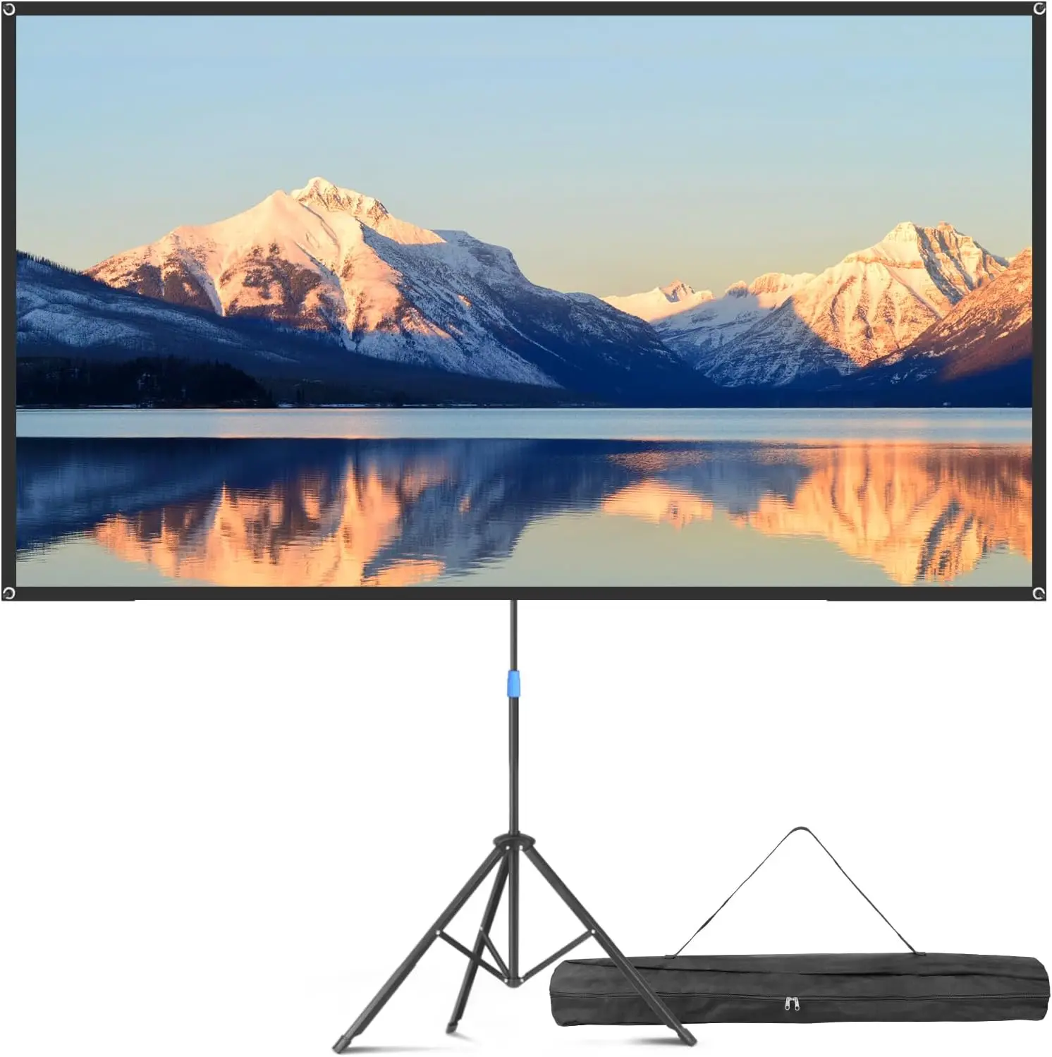 

80 Inch Portable Projector Screen with Stand, 1.2 Gain Fiberglass for Indoor Outdoor Movie Nights, Includes Carrying Bag