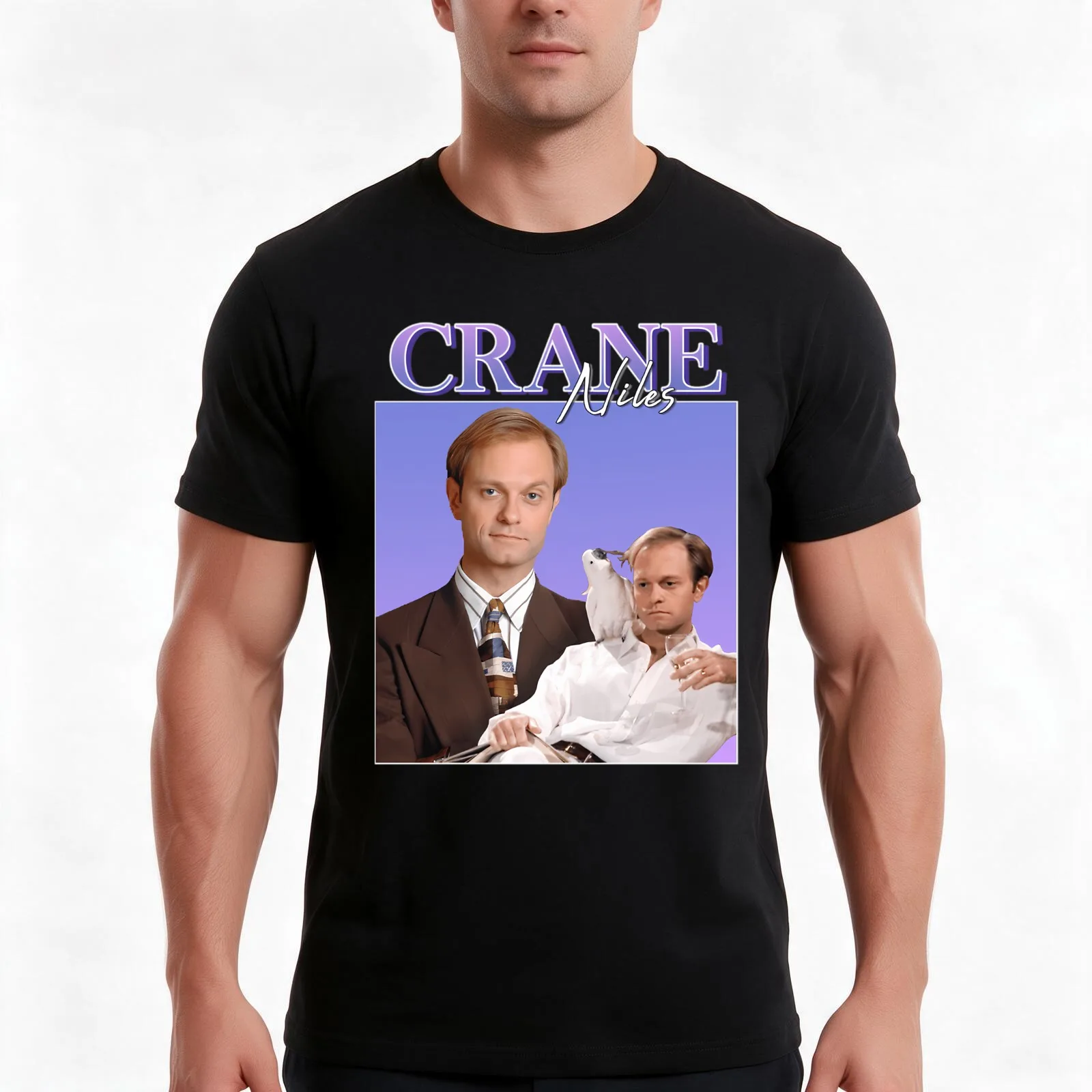 Niles Crane T-Shirt Summer Casual Cotton Tee Oversized Streetwear Tops Vintage Graphic Print Loose Fit Short Sleeve