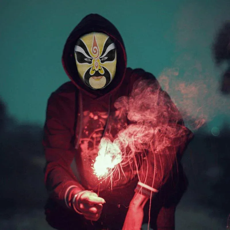 أقنعة وجه LED ذكية قابلة للبرمجة، تطبيق بلوتوث للتحكم في تغيير الوجه، صور DIY لعرض الحفلات، قناع إضاءة LED لجميع القديسين