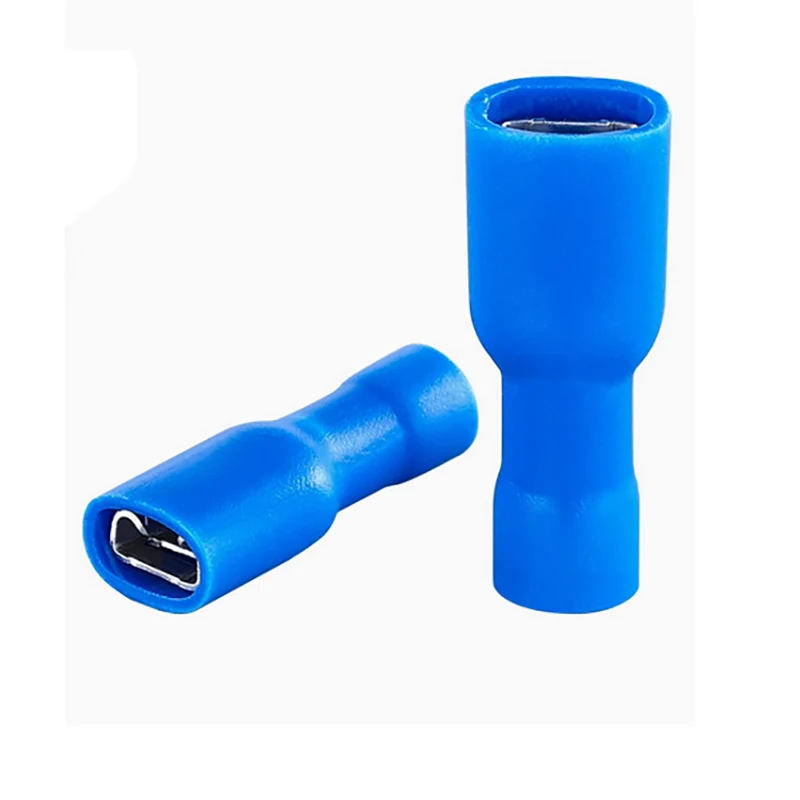 1000PCS 4.8mm Female PVC Connector Electrical Wiring Connector Insulated Crimp Terminal Spade Blue FDFD2-187