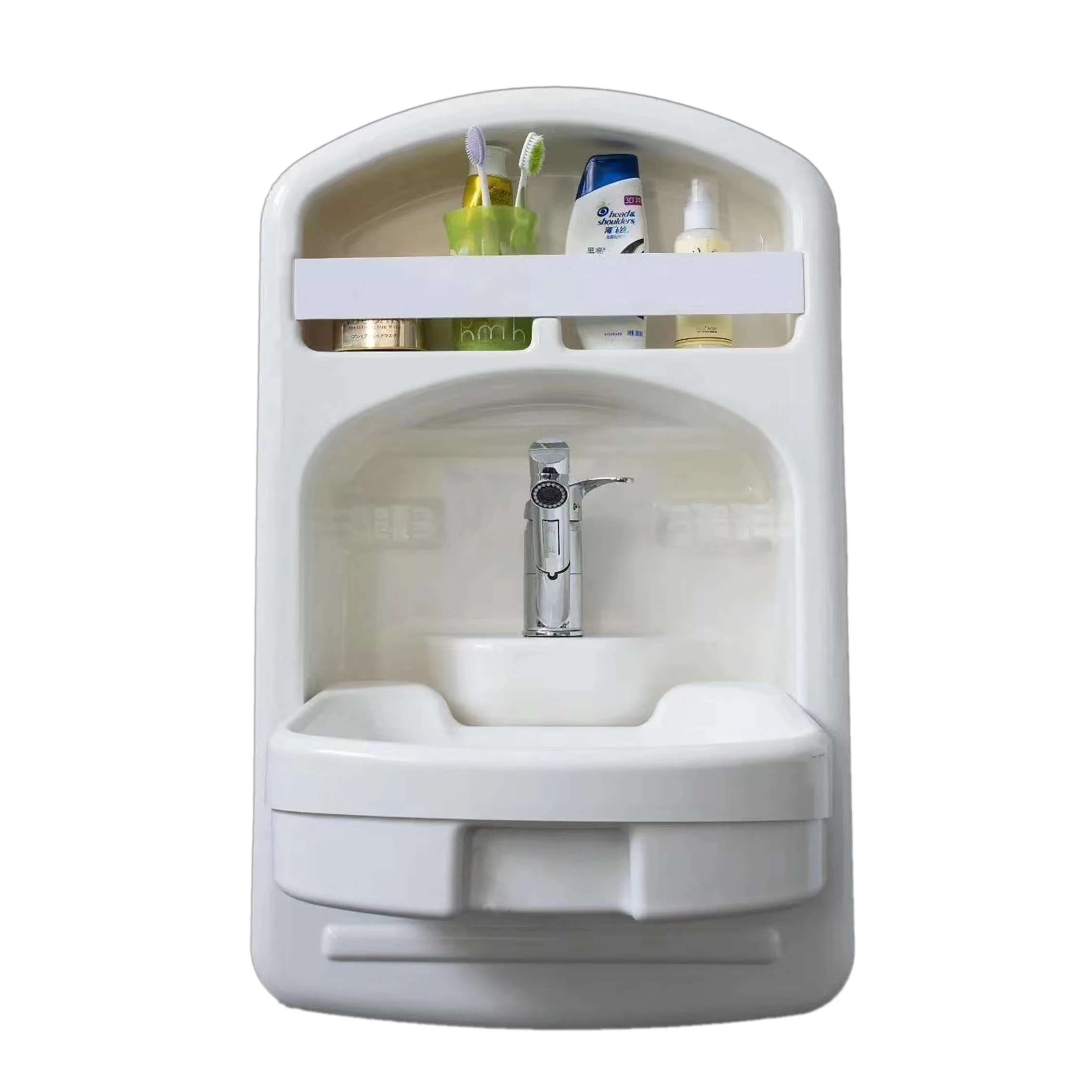 

Acrylic Folding Sink with Pull Out Faucet for Bathroom for RV Motorhome Caravan Campervan Yacht Boat Apartment