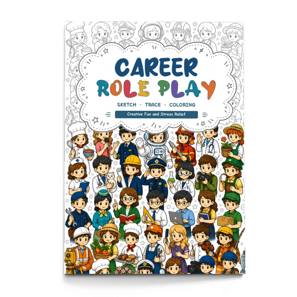 Professions Role-Play Coloring Book, 48-Page Career-Themed Line Art for Creative Relaxation and Career Exploration