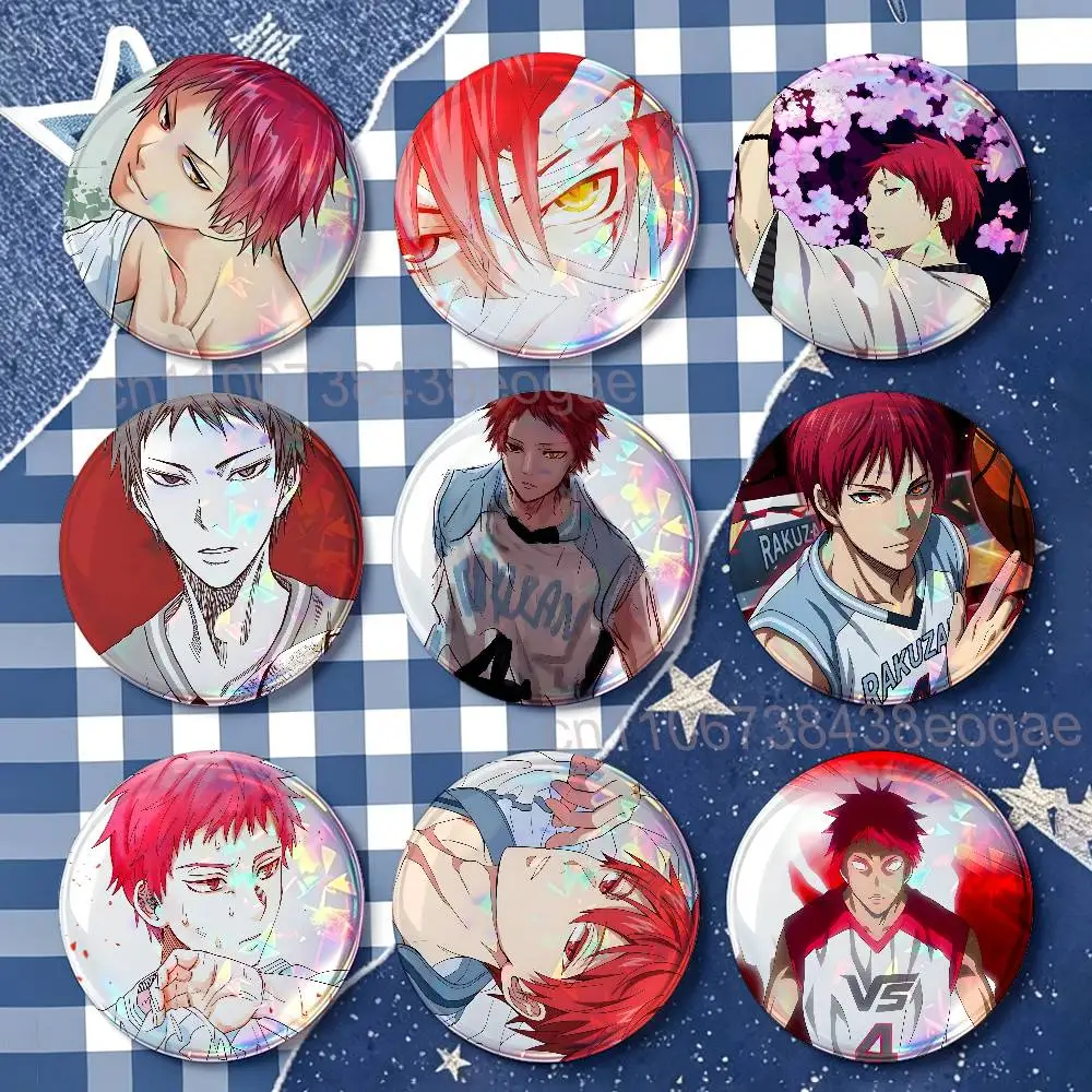 Insignias de A-Akashi Seijuro de Kuroko no Basket, redondas, personalizables, de 25, 32, 44, 58, 75 mm, artículos para fans al por mayor, regalos promocionales hechos por fans.