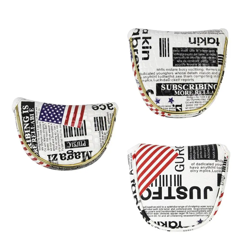 Golf Putter Sleeve PU Durable Soft Lining Magnetic Mallet Headcover Semicircle Shape for Heel Shaft Putter