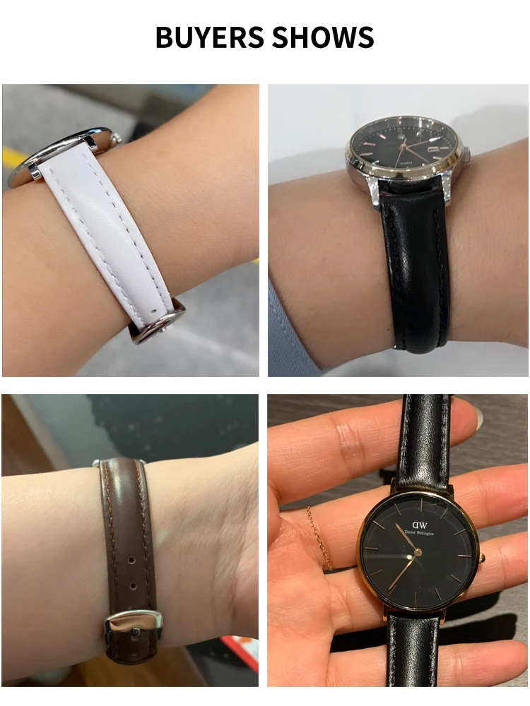 Soft Watch Leather Strap Parts Accessories Green Purple Royal Blue Durable Genuine Leather Band 10mm 12mm 14mm 16mm 18mm-24mm