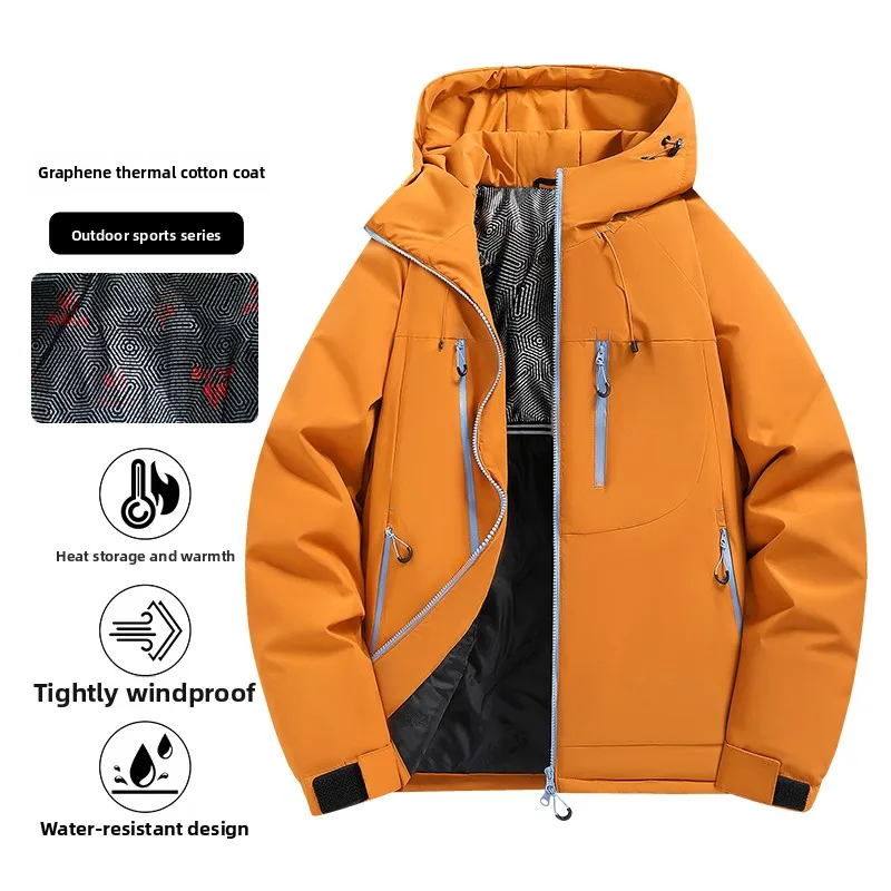 

Men's Winter Long-sleeved Thick Men's Warm Down Cotton-padded Jackets Graphene Jacket Hooded Fashionable Casual Workwear Jackets