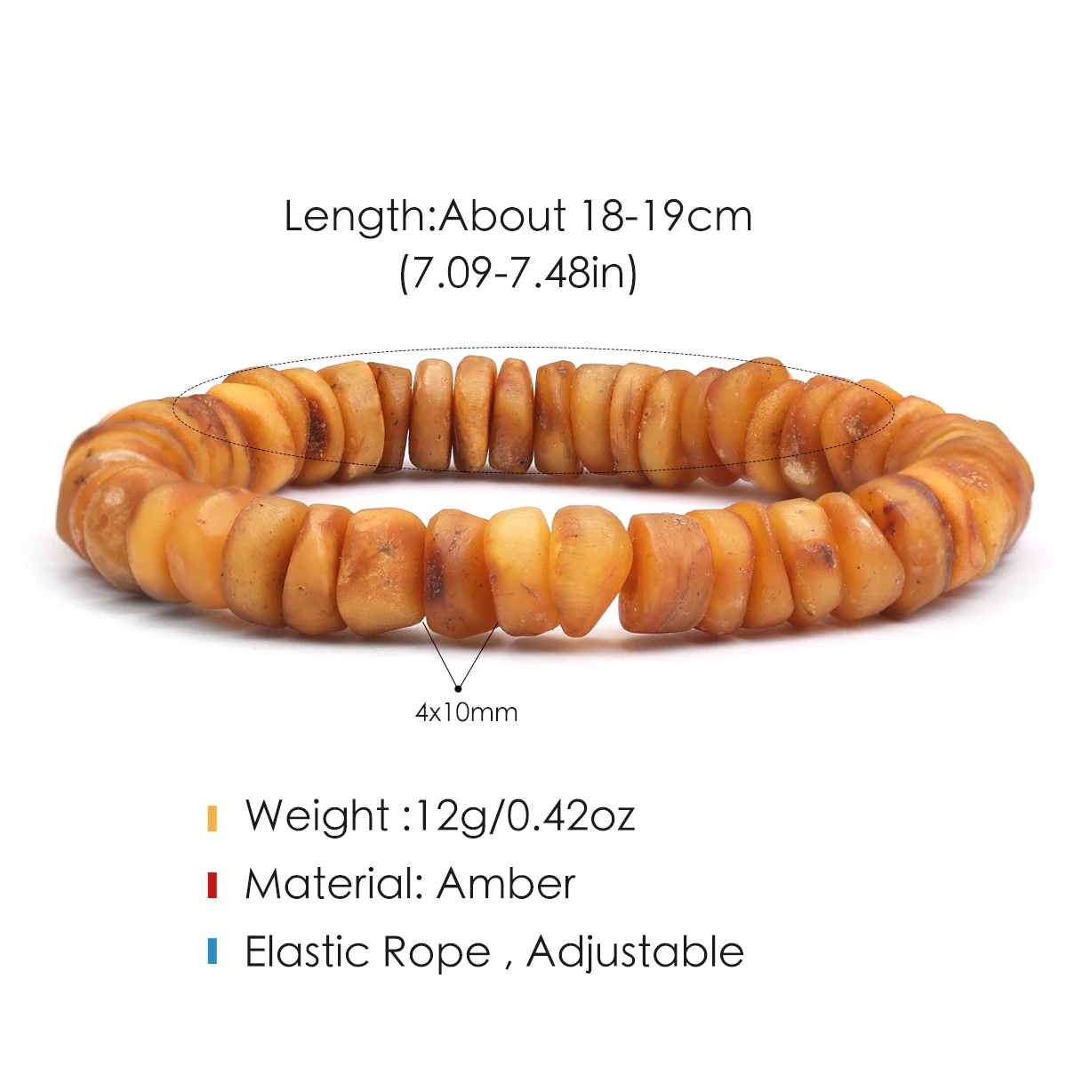 2026 New Natural Amber Bracelet Unique Gift 100% Natural Genuine Amber Beeswax Simple Style Exquisite Jewelry Healing Gem
