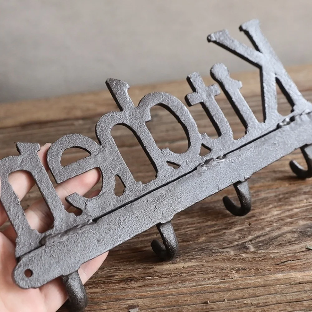 Rustic Cast Iron Letter Wall Hook Vintage Alphabet Hanger For Kitchen Living Room Entryway Home Decor Hanging Accessories