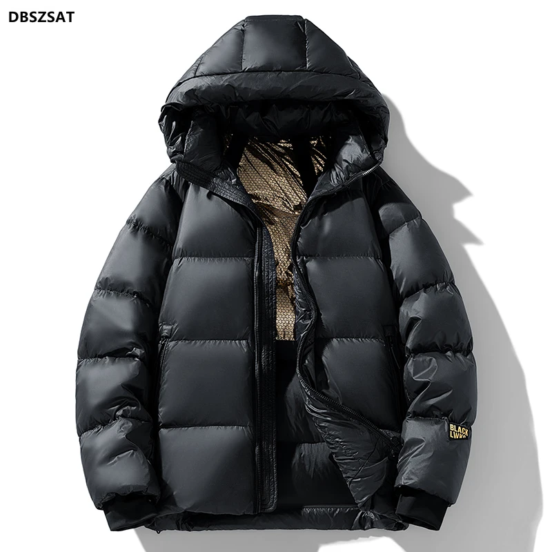 XKK Hooded 90 DUCK   Men Women Hip Hop PU Patch Embroidery Horn Devise Padded Jackets Winter Thicken Warm Bubble Puffer Coats