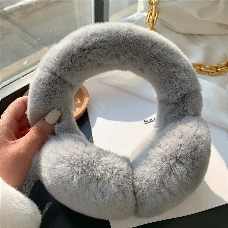 Fur Earlap Girl Natural 100% Rex Rabbit Fur Earmuffs Women Fashion Men Warm Russia Winter Real Fur Earmuffs Children Ear Cover