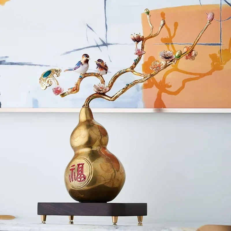 Chinese modern style luxury decoration, enamel sandalwood gourd decoration