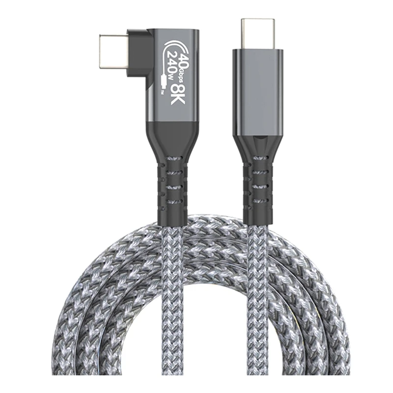 USB 4 Cable 90° 40Gbps USB4 Type C Data Cable Fast Charging PD 240W, 8K Video Transfer