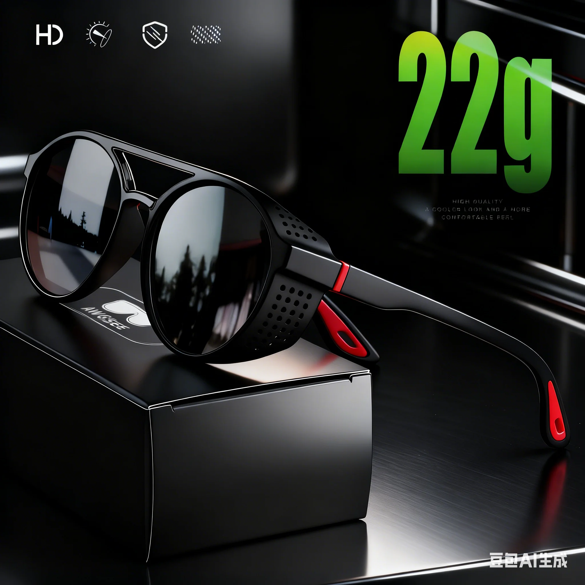 Runde polarisierte Sonnenbrille, Steampunk-Sonnenbrille, Sport-Laufbrille zum Angeln, Fahren für Männer und Frauen