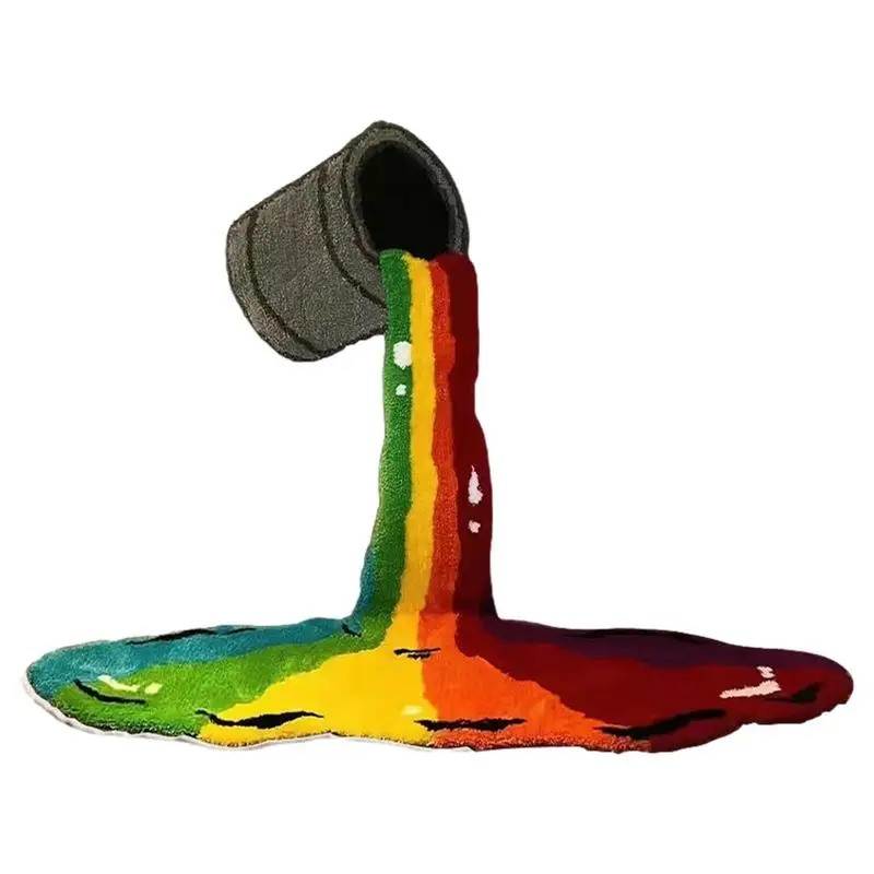 

Rainbow Paint Bucket Rug Fun Rainbow Rug Super Absorbent Floor Mats Bath Mats For Bathroom Non Slip Irregular Bath Mats For