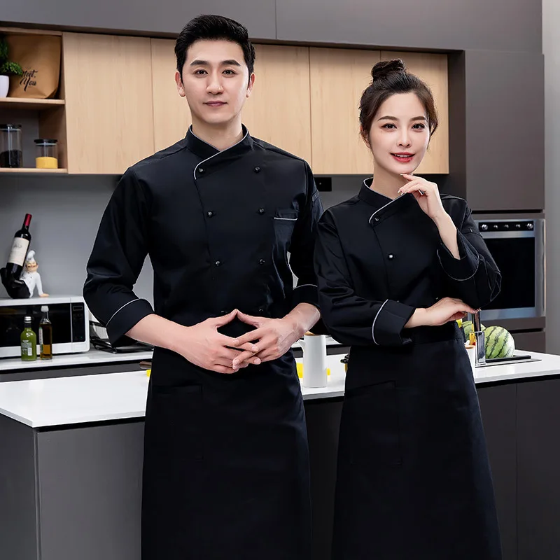 Working Uniform Chef Uniform Long Sleeve Autumn and Winter Kitchen Back Kitchen Canteen Restaurant Restaurant Chefs Work Uniform