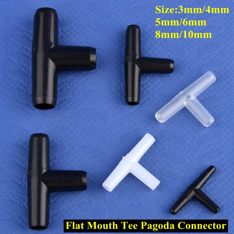 

3mm~10mm Plastic Flat Mouth Tee Pagoda Connector 5~200Pcs Aquarium Fish Tank Hose Joint Garden Irrigation Soft Water Pipe Adapte