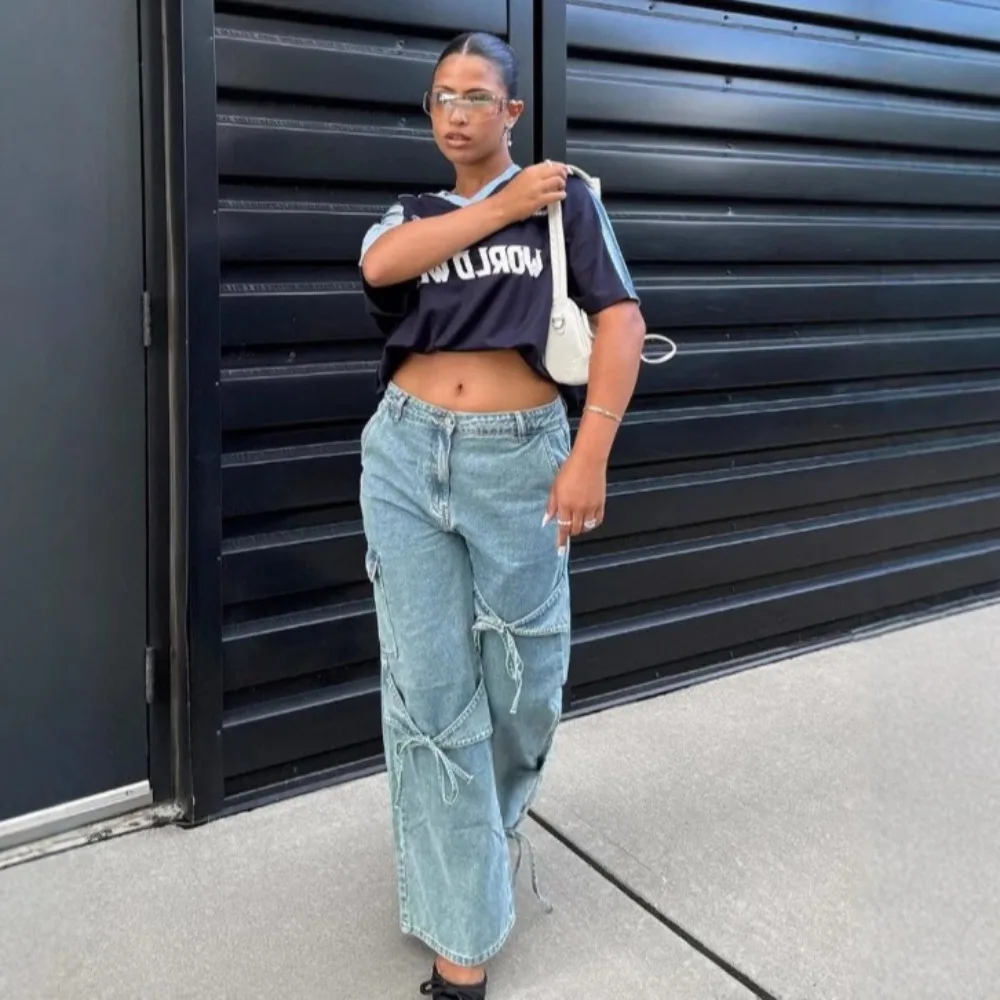 

Y2k Джинсы Женские Джинсовые Брюки Широкие Длинные Брюки Лук Высокая Талия Прямые Брюки Уличная Одежда Повседневная Мама Вечеринка Клуб Сплайс Лето