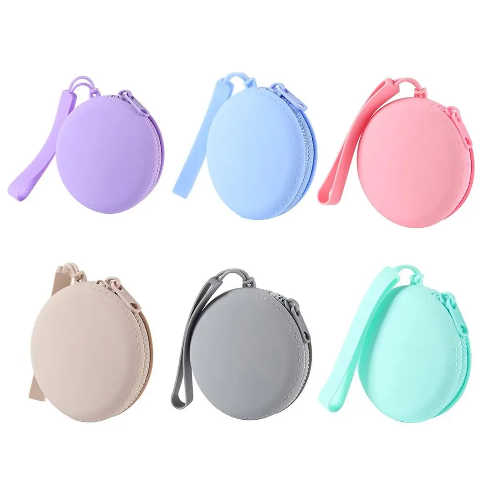 

Protable Silicone Coin Purse Waterproof Zipper Earphone Bag Solid Color Stationery Bag Women Girls