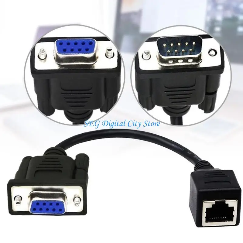 

U75B DB9 RS232 to RJ45 Extenders DB9 9Pin Port Female Male to RJ45 CAT5 Ethernets Extend Adapters Communication Cable 15cm