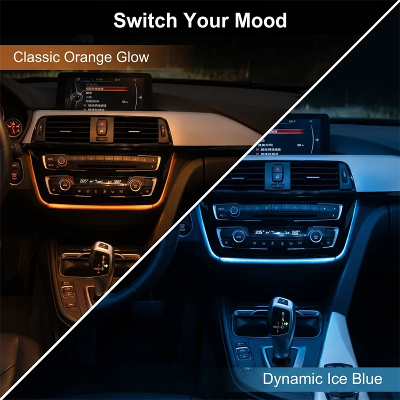 For BMW F30 F31 F32 Serie 3 4 Center Console Radio Trim Cover LED Decorative Lights Dashboard AC Panel Light Housing Accessories