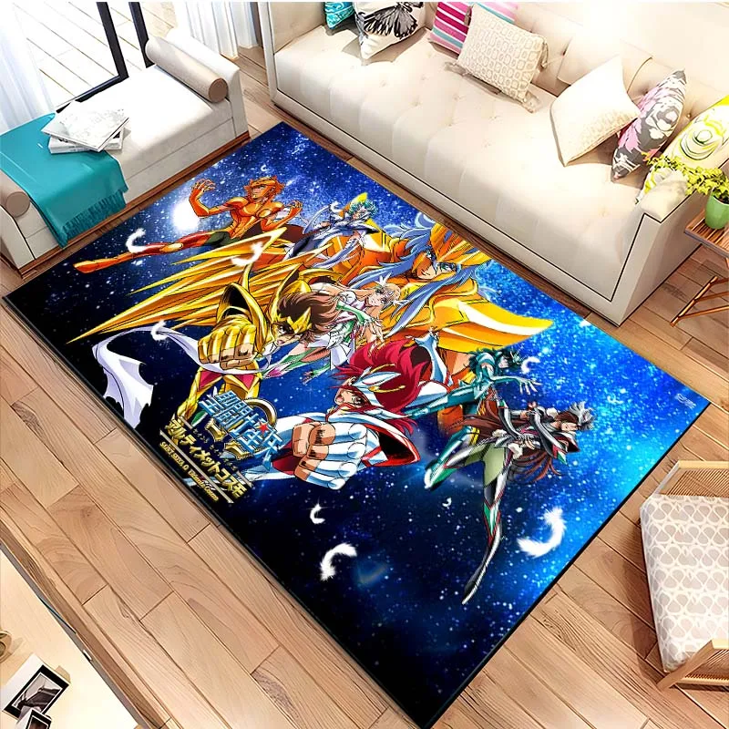 

15 Size Retro-Saint-Seiya Anime Carpet Rug for Home Living Room Bedroom Sofa Doormat Decor,kids play Area Rug Non-slip Floor Mat