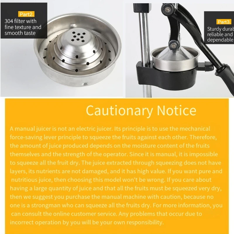 Alat Pemeras Jeruk Manual Besi Cor Tahan Lama - Mesin Pemeras Buah Stainless Steel Multifungsi untuk Rumah & Dapur