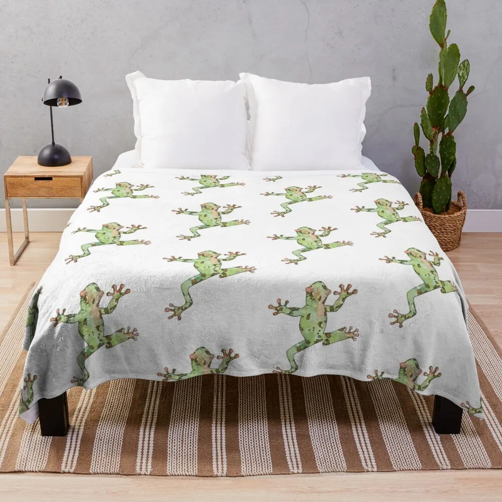 

Frog Watercolor Throw Blanket sofa bed Blankets For Baby christmas decoration wednesday Blankets