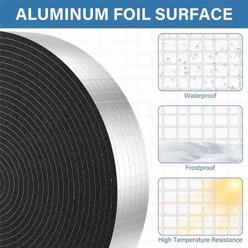 [B17B!】 Pipe Wrap Insulation, Aluminum Foil Facing Pipe Wrap Insulation Tape For Outdoor Hot Water Pipe Freezing In Winter