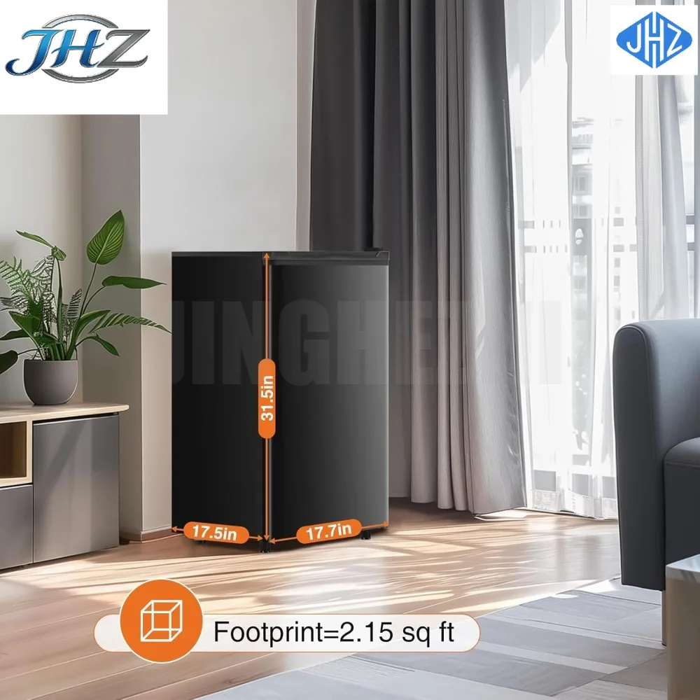 JHZ for Small Appliances/3.2 Cu.Ft Mini Fridge w/Freezer Small Refrigerator Single Door Adjustable Thermostat Energy-efficient L