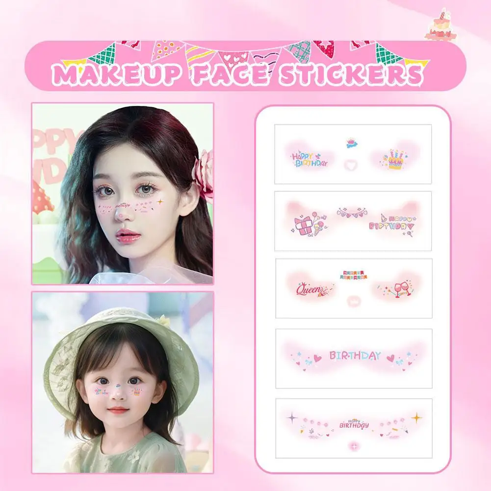 SOUG Pretty Makeup Face Stickers Disposable Tattoo Sticker For Party Love Sweet Waterproof Korean Makeup Decorative Stickers