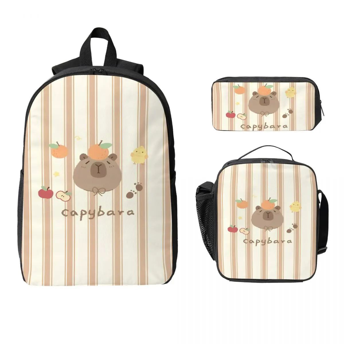 

3 шт. капибара, забавный мем, милый рюкзак с животными, набор для мальчиков и девочек, сумки для ручек, наборы книг с коробкой для завтрака для школьников, рюкзак