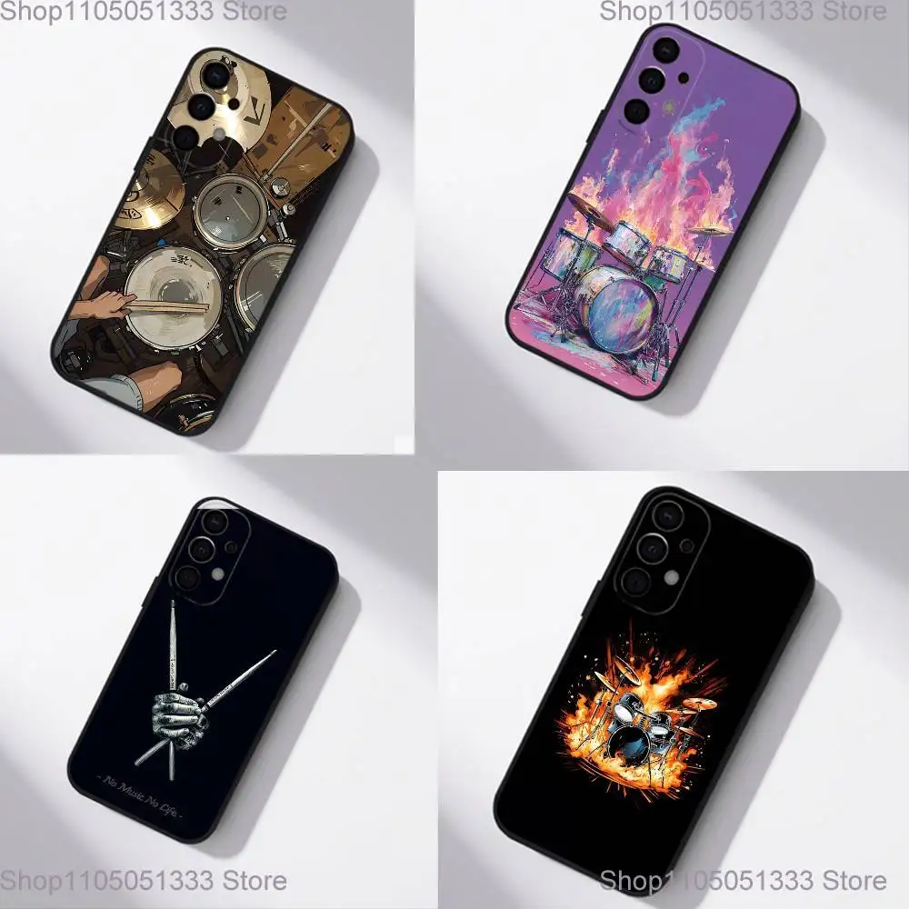 

Music Art Drum Drummer Phone Case For Samsung S25,S24,S21,S22,S23,S30,Ultra,S20,Plus,Fe,Lite,5G Black Cover