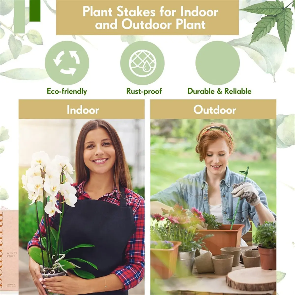 (LBER) 30 Pcs Adjustable Plant Support Stakes Garden Single Stem Support Stake with Plant Clips and Connect Pipe 11.8INCH