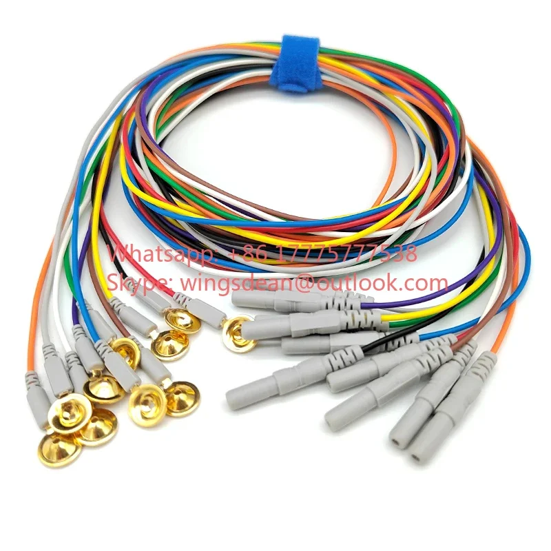 

10PC Color brain electrode EEG wire brain conductance wire 10 starting gold-plated disk mounted electrode wires DIN1.5mm