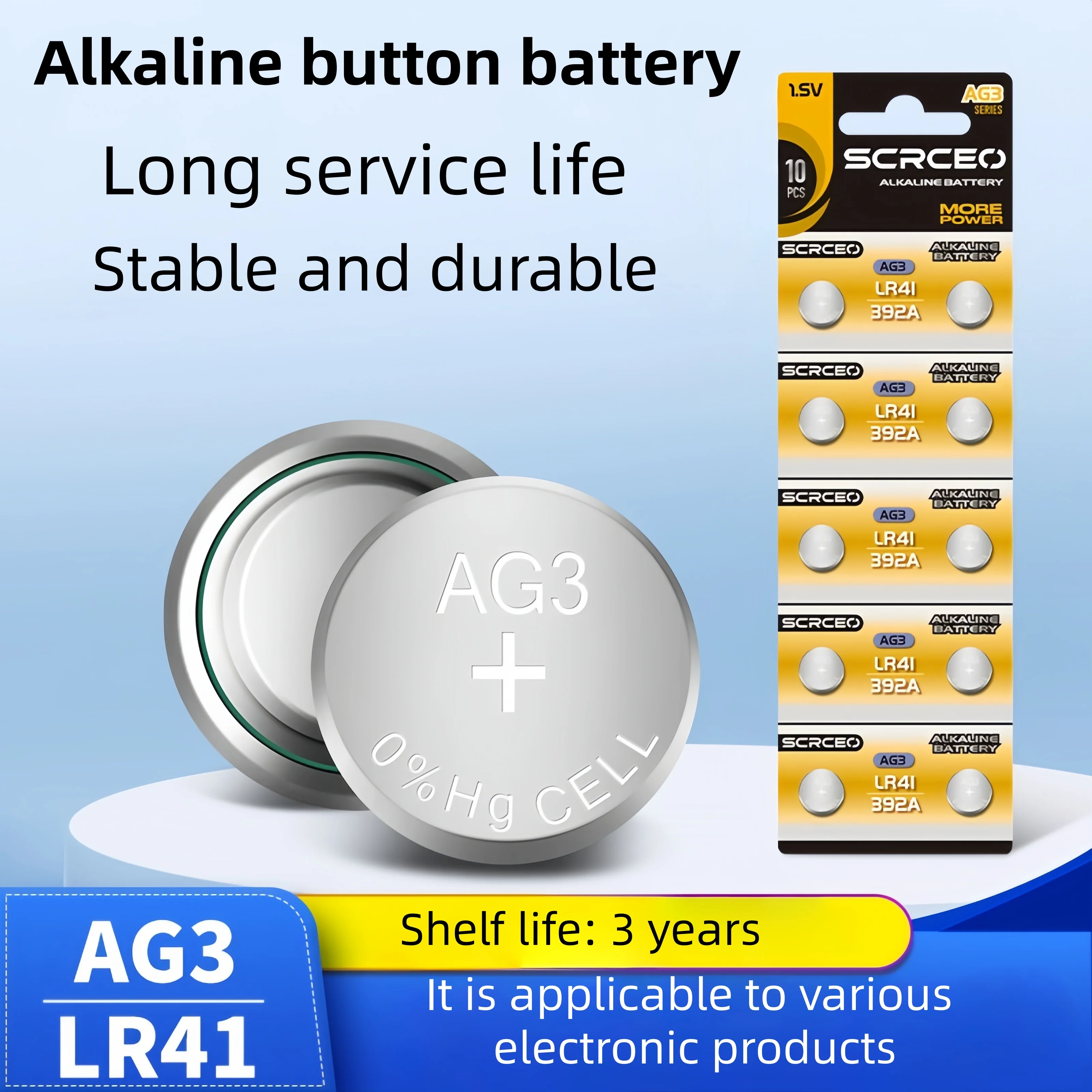 

The 1.55V Voltage-stabilizing and Leak-proof AG3/LR41 Button Battery Is Applied in Various Electronic Products