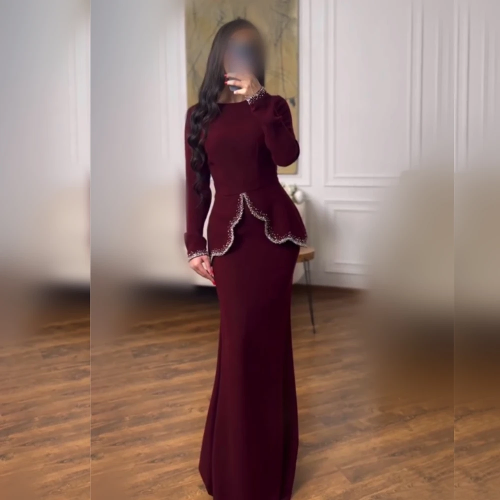 

Customized Jersey Glitter O-Neck Temperament Mermaid Long Dresses Bespoke Occasion Formal Evening Elegant Party