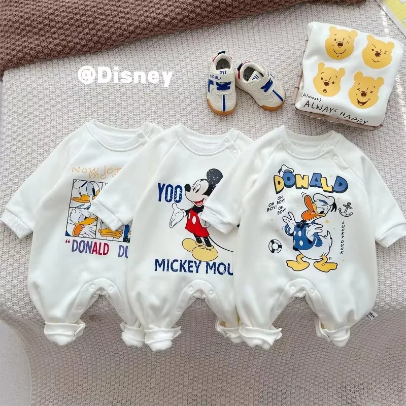 Baby Romper Autumn Winter for Baby Girl Boy Cartoon Mickey Minnie Cute Outdoor Clothes Warm Jumpsuit Infant Clothes K1337-3