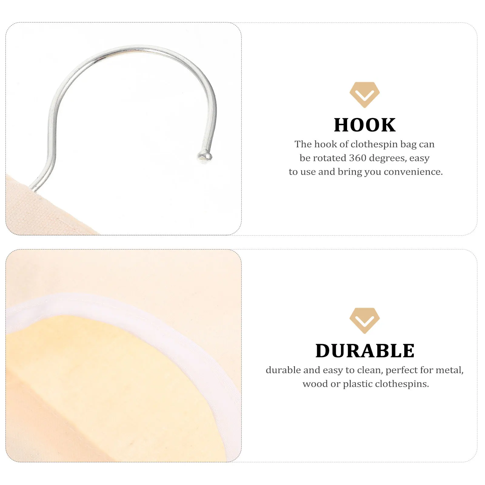 

Clothespin Bag Portable Hanging Multi-Functional Storage Pouch Organizer for Kitchen Bathroom Travel Indoor Outdoor Use