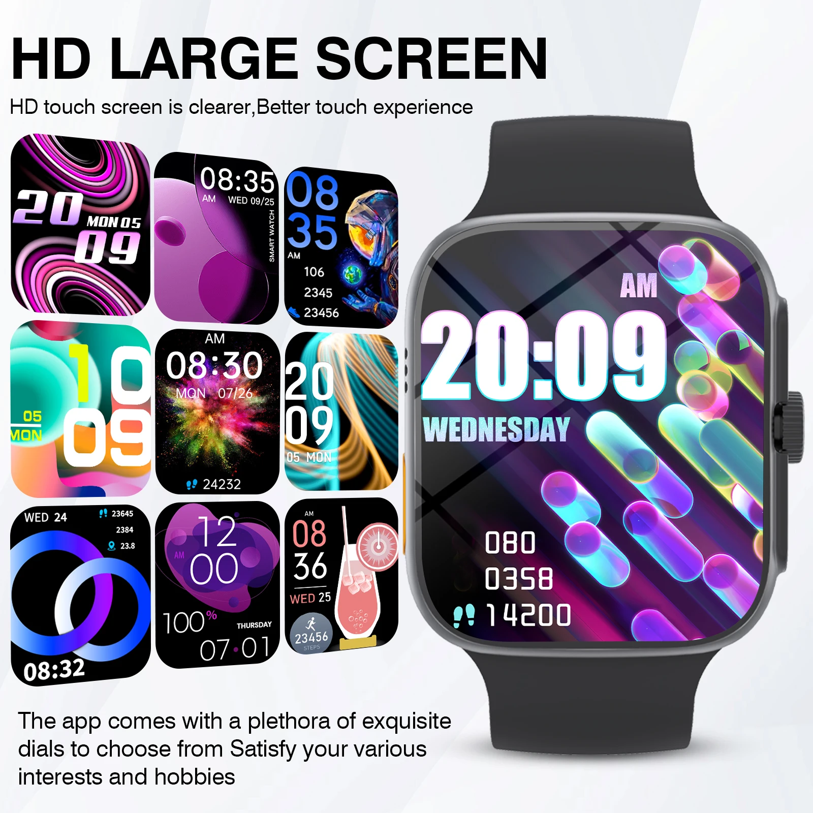 ساعة ذكية متعددة الوظائف مقاس 1.83 بوصة، مكالمة لاسلكية، توقعات الطقس، تشغيل الموسيقى، التصوير الفوتوغرافي للتحكم عن بعد، ساعة رياضية #6